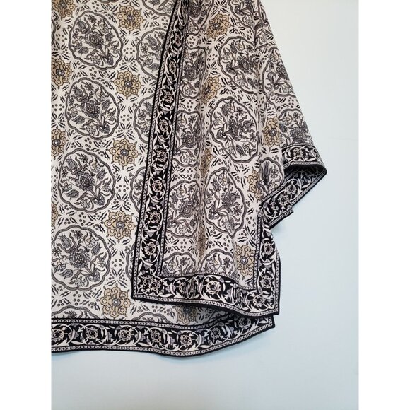 Max Studio Womens L Kimono Top Floral Boho Gray Yellow Open Front 3/4 Sleeve - Picture 3 of 6